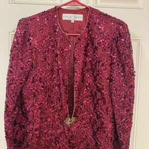 Lillie Rubin Red Lace  sequenced Blazer 🫶🏻